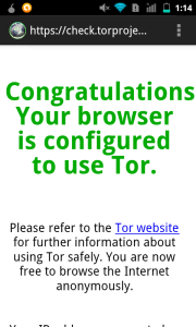 Navegador OrWeb conectado a la red Tor